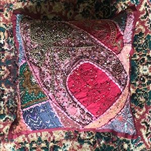 Hand Beaded Funky Pillow